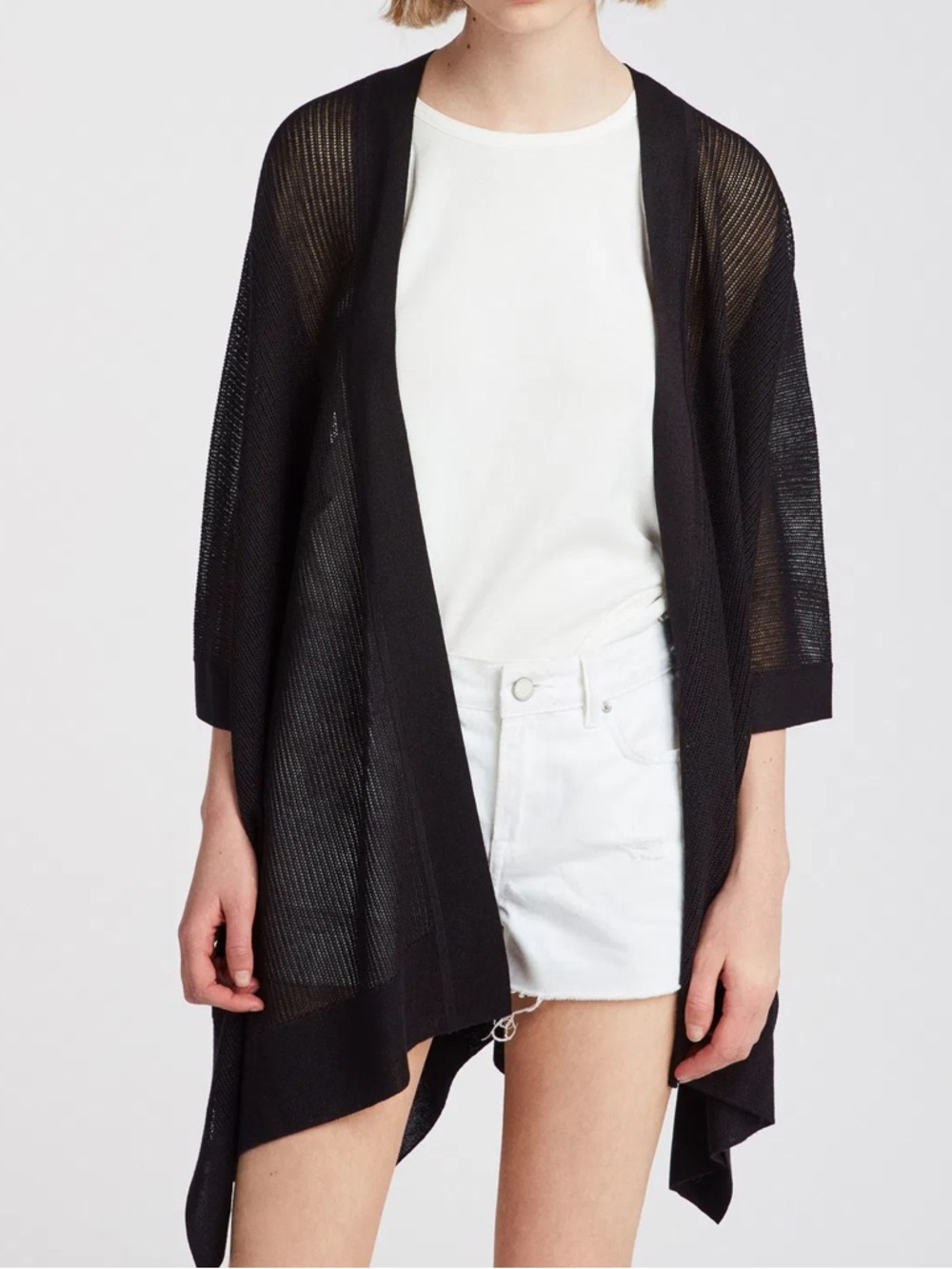 AllSaints Bishi Kimono Oversized Knit Cardigan in Black XS/S